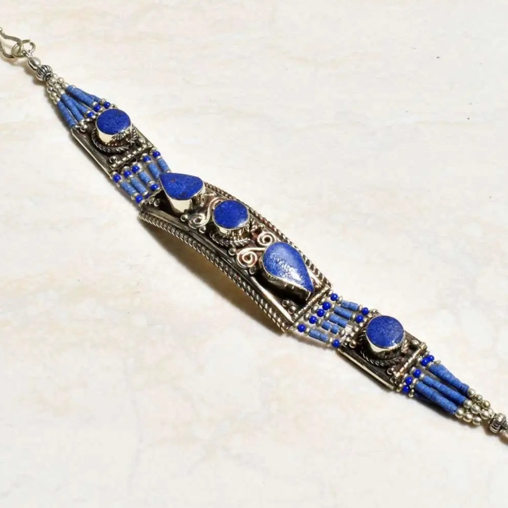 Tibetan silver gemstone ethnic bracelets - Picture 6 of 16